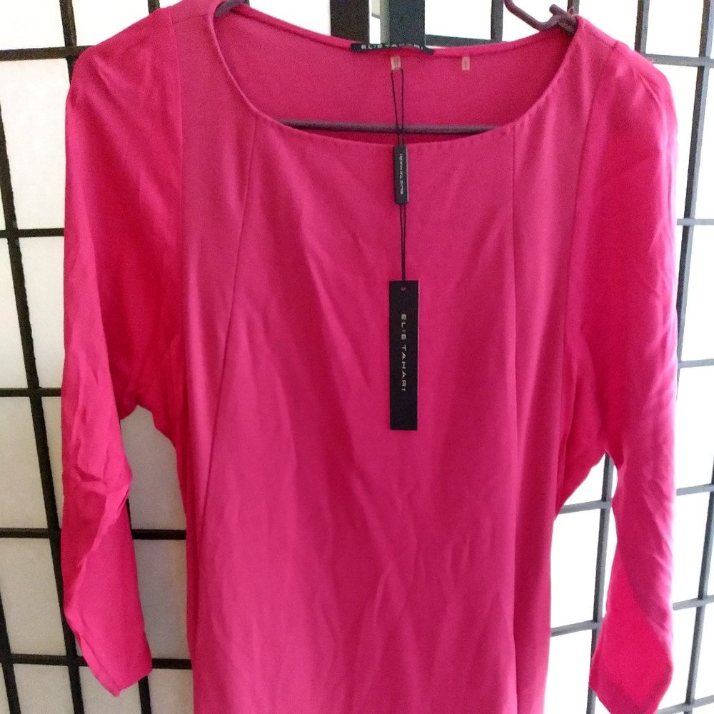 Elie Tahari Dark Pink 3/4" Sleeve Dress